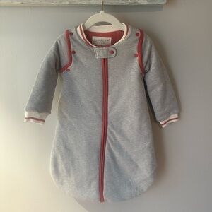Aspen Kids Sleep Sack in Gray with Red Accents and removable sleeves
